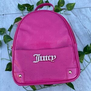 Juicy Couture Hot Pink Embossed Shiny Purse Backpack Y2K Handbag Bag Trashy 90s